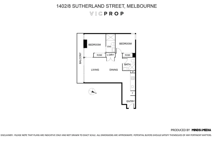 Floorplan of Homely apartment listing, 1402/8 Sutherland Street, Melbourne VIC 3000