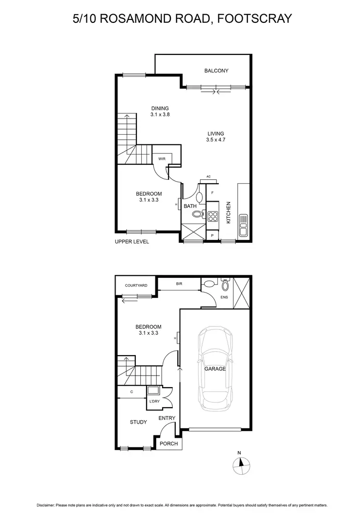 Floorplan of Homely townhouse listing, 5/10 Rosamond Road, Footscray VIC 3011