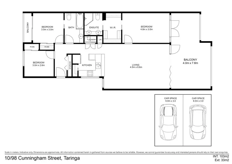 Floorplan of Homely unit listing, 10/98 Cunningham Street, Taringa QLD 4068