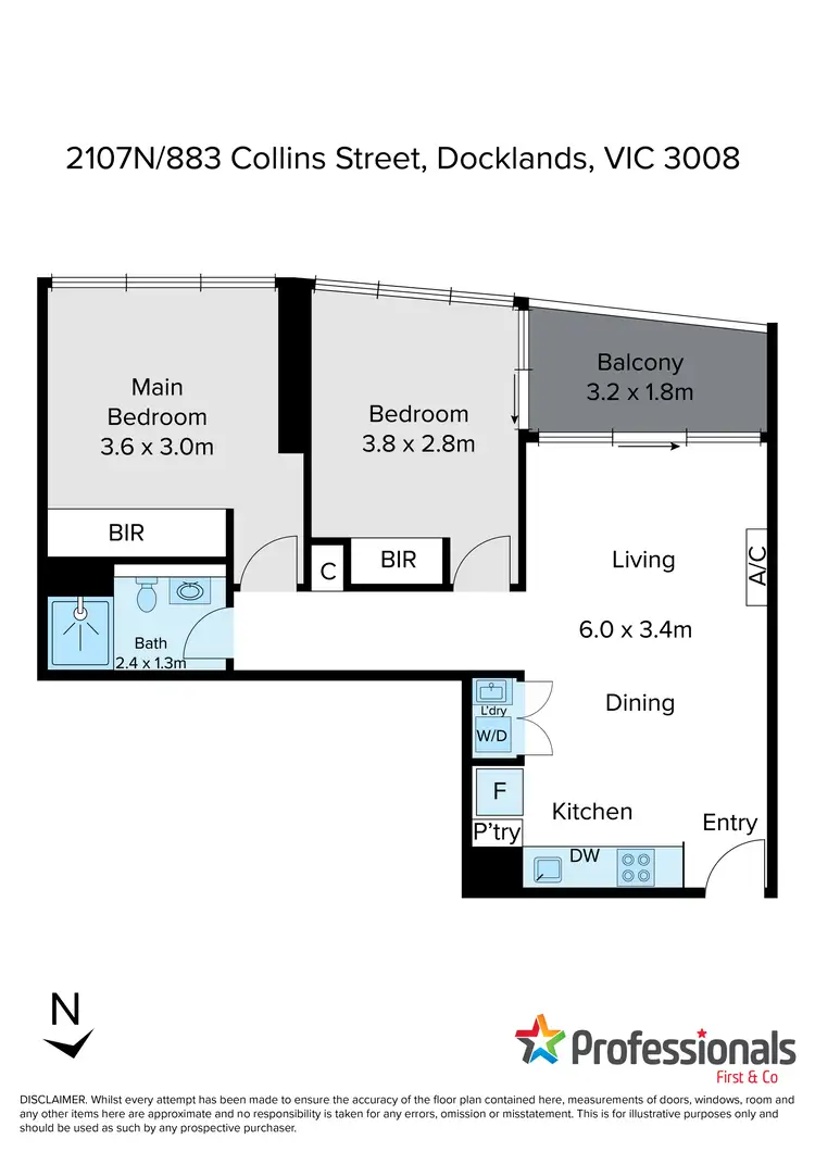 Floorplan of Homely apartment listing, 2107N/883 Collins Street, Docklands VIC 3008