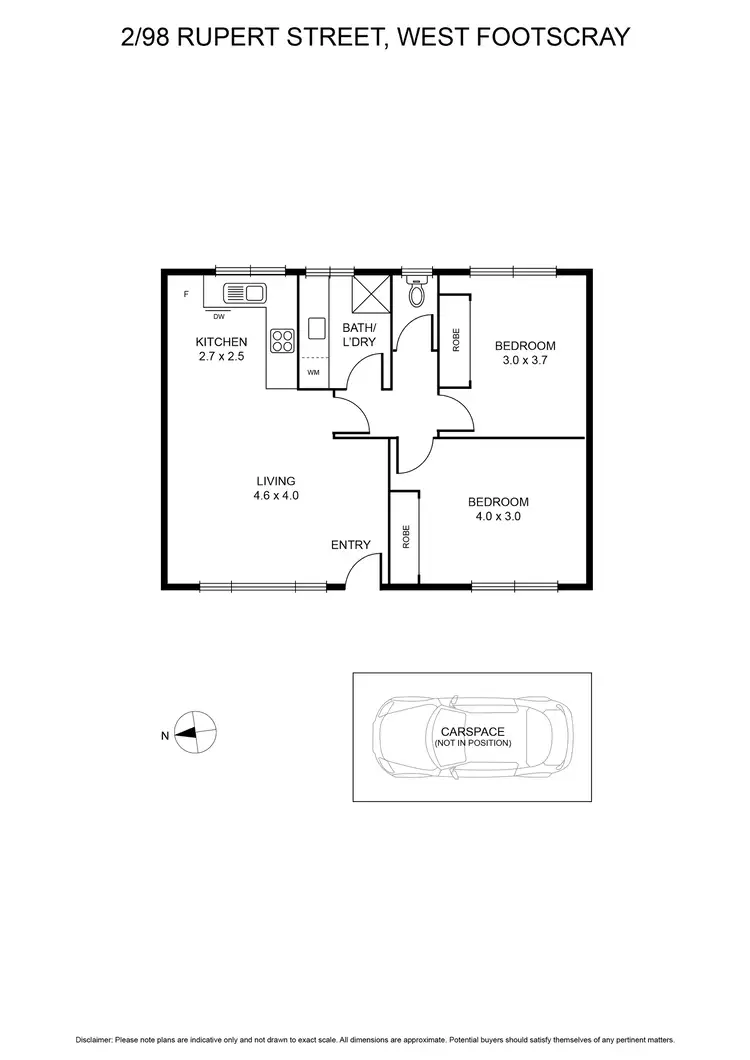 Floorplan of Homely unit listing, 2/98 Rupert Street, West Footscray VIC 3012