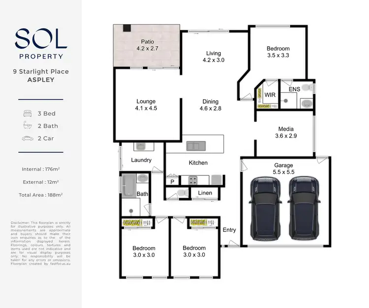 Floorplan of Homely house listing, 9 Starlight Place, Aspley QLD 4034