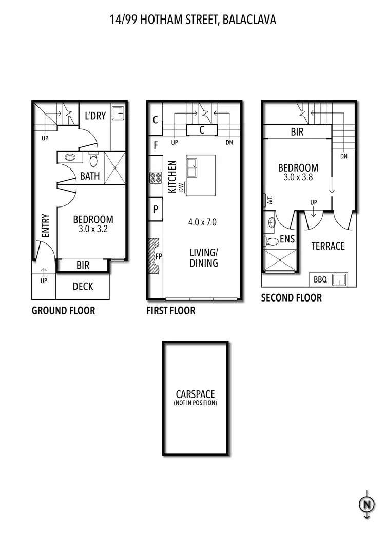 Floorplan of Homely townhouse listing, 14/99 Hotham Street, Balaclava VIC 3183
