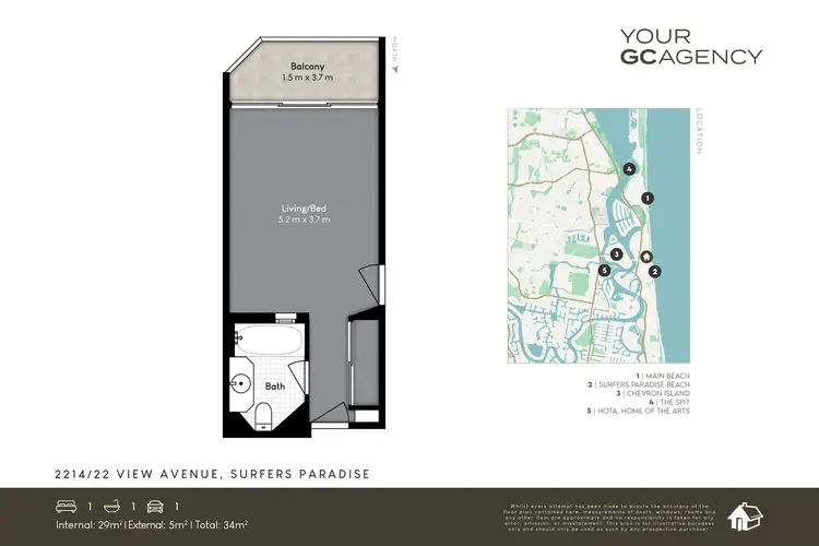 Floorplan of Homely apartment listing, 2214/22 View Avenue, Surfers Paradise QLD 4217