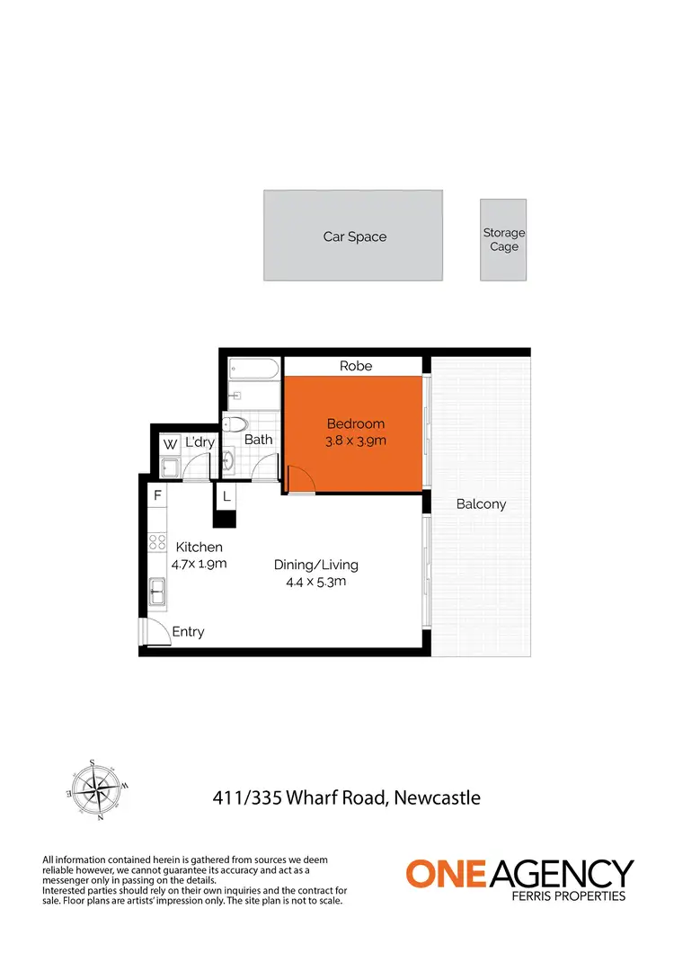 Floorplan of Homely apartment listing, 411/335 Wharf Road, Newcastle NSW 2300