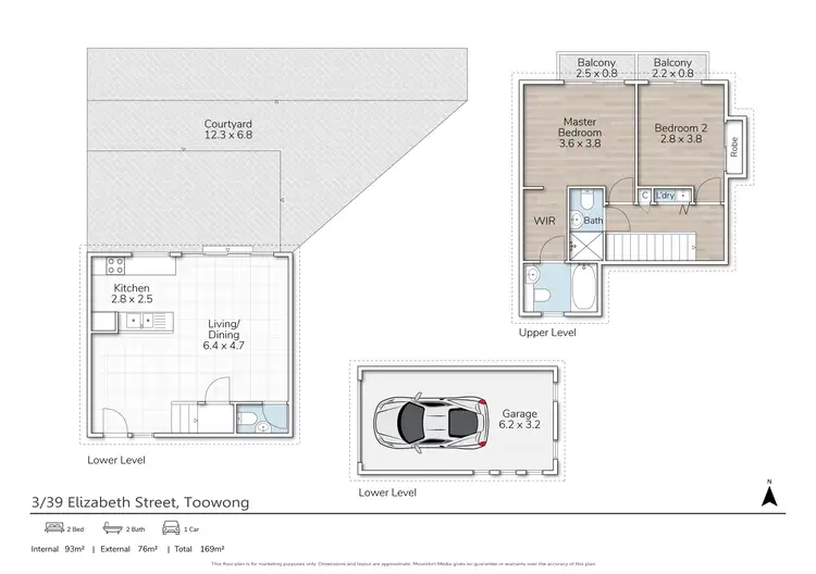 Floorplan of Homely townhouse listing, 3/39 Elizabeth Street, Toowong QLD 4066