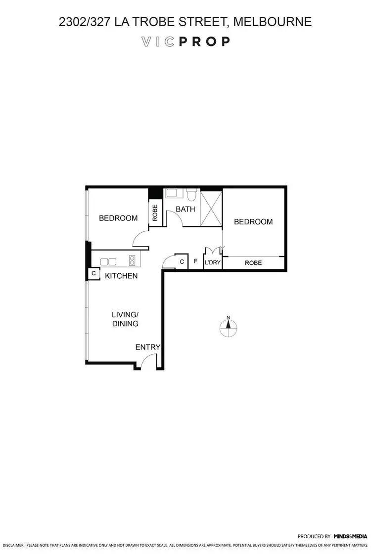 Floorplan of Homely apartment listing, 2302/327 La Trobe Street, Melbourne VIC 3000