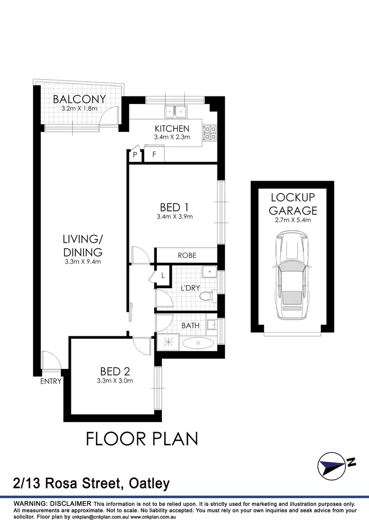 Floorplan of Homely unit listing, 2/13 Rosa Street, Oatley NSW 2223