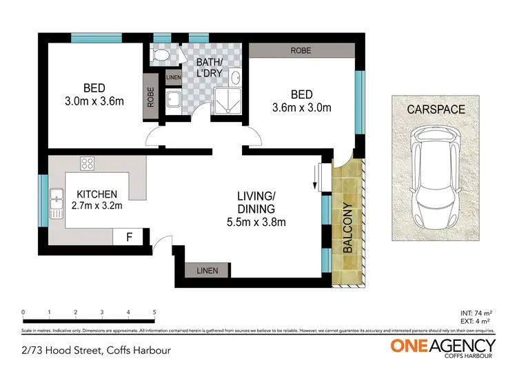 Floorplan of Homely unit listing, 2/73 Hood Street, Coffs Harbour NSW 2450