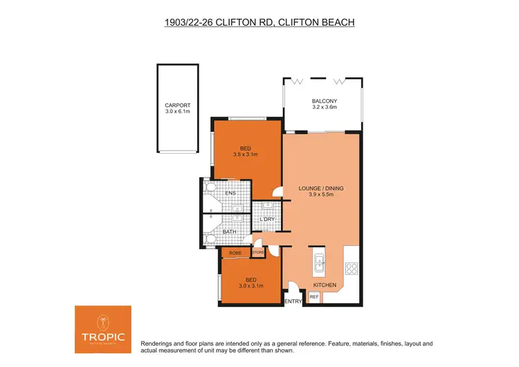 Floorplan of Homely unit listing, 1903/22-26 Clifton Road, Clifton Beach QLD 4879