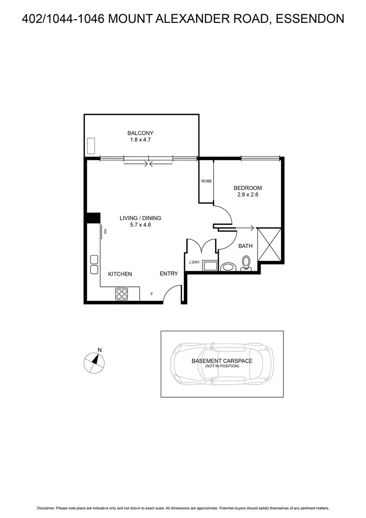 Floorplan of Homely apartment listing, 402/1044-1046 Mt Alexander Road, Essendon VIC 3040