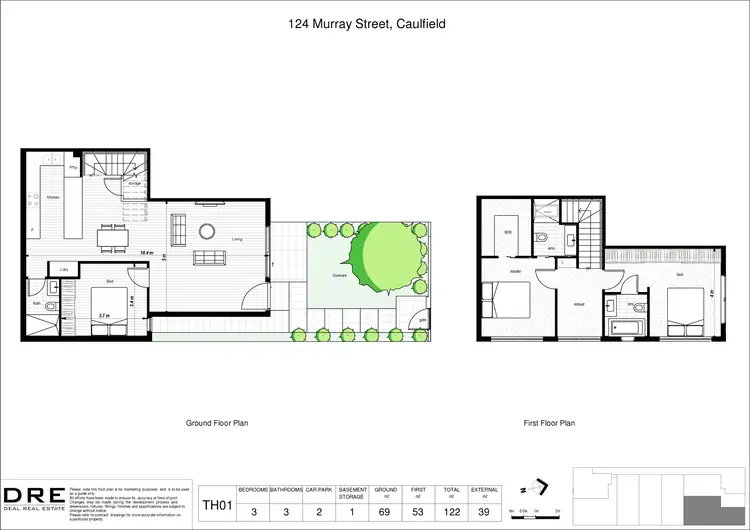 Floorplan of Homely townhouse listing, 1/124 Murray Street, Caulfield VIC 3162