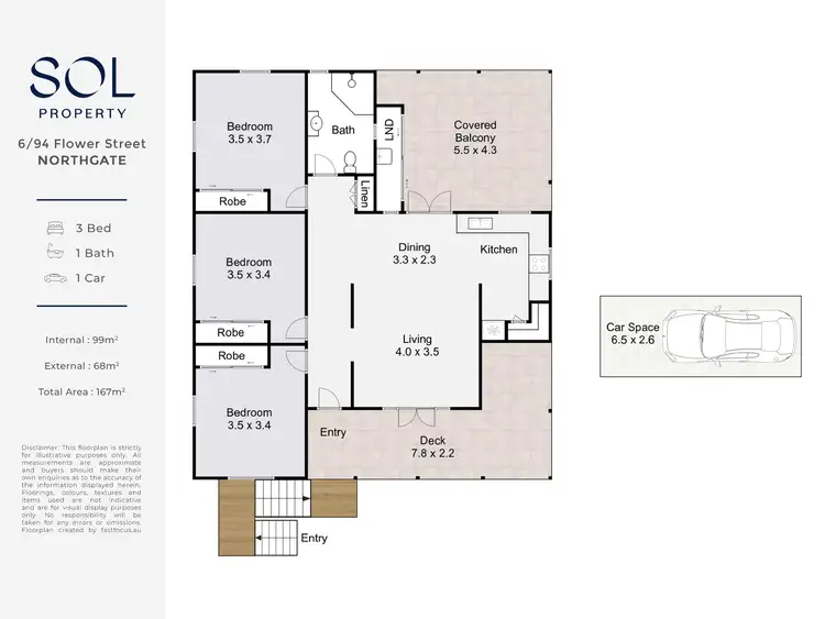 Floorplan of Homely townhouse listing, 6/94 Flower Street, Northgate QLD 4013