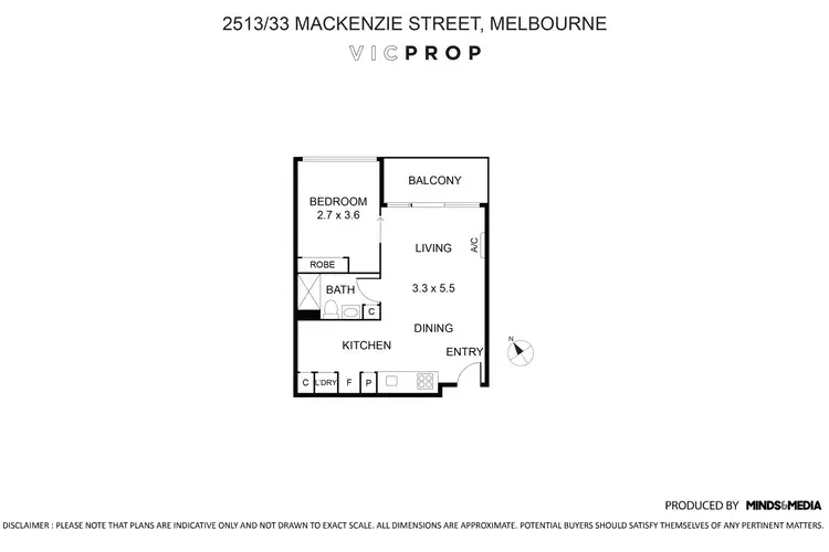 Floorplan of Homely apartment listing, 2513/33 Mackenzie Street, Melbourne VIC 3000