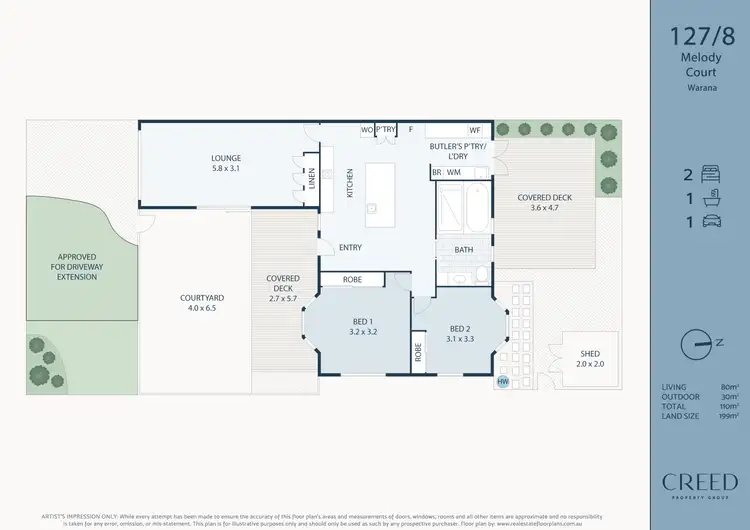 Floorplan of Homely semi-detached listing, 127/8 Melody Court, Warana QLD 4575