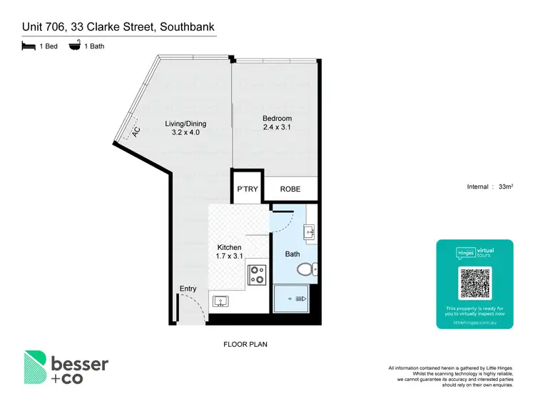 Floorplan of Homely apartment listing, 706/33 Clarke Street, Southbank VIC 3006