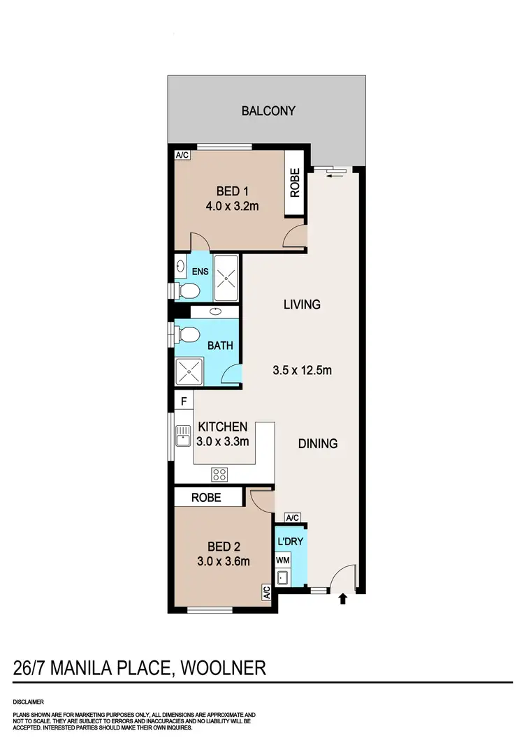 Floorplan of Homely apartment listing, 26/7 Manila Place, Woolner NT 820