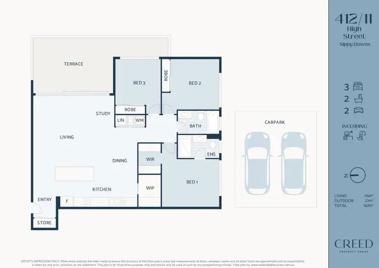 Floorplan of Homely unit listing, 412/11 High Street, Sippy Downs QLD 4556