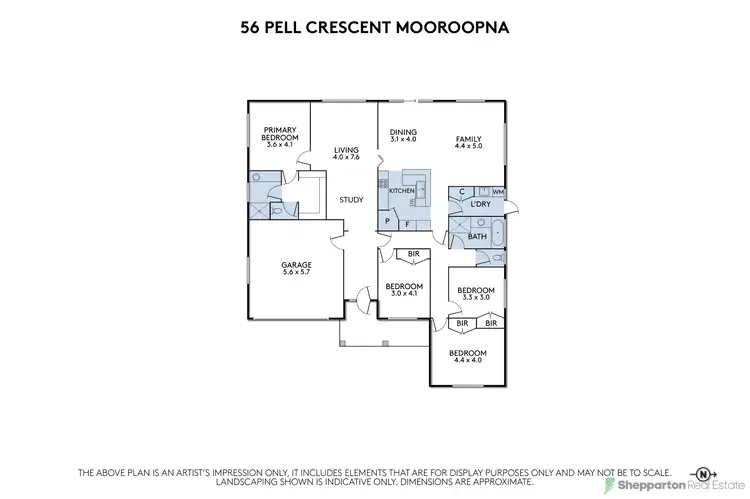 Floorplan of Homely house listing, 56 Pell Crescent, Mooroopna VIC 3629
