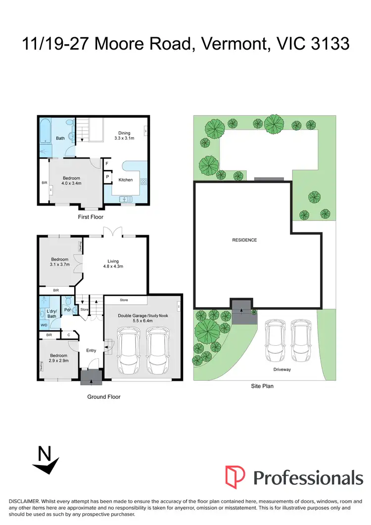 Floorplan of Homely townhouse listing, 11/19-27 Moore Road, Vermont VIC 3133