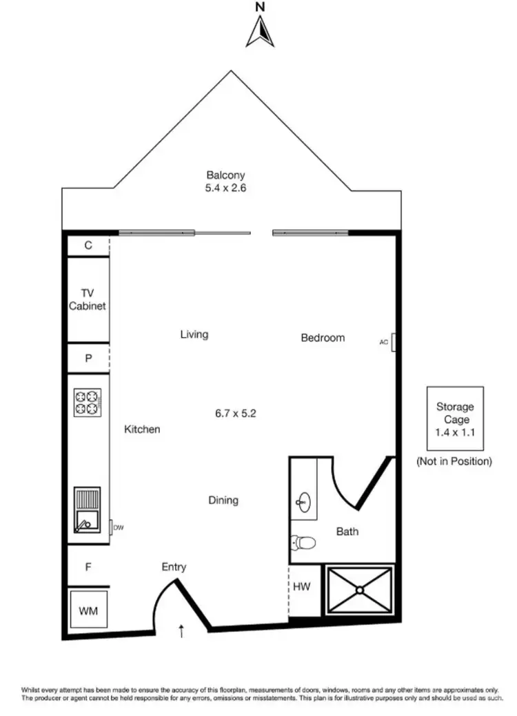 Floorplan of Homely studio listing, 208/182 Barkly Street, St Kilda VIC 3182