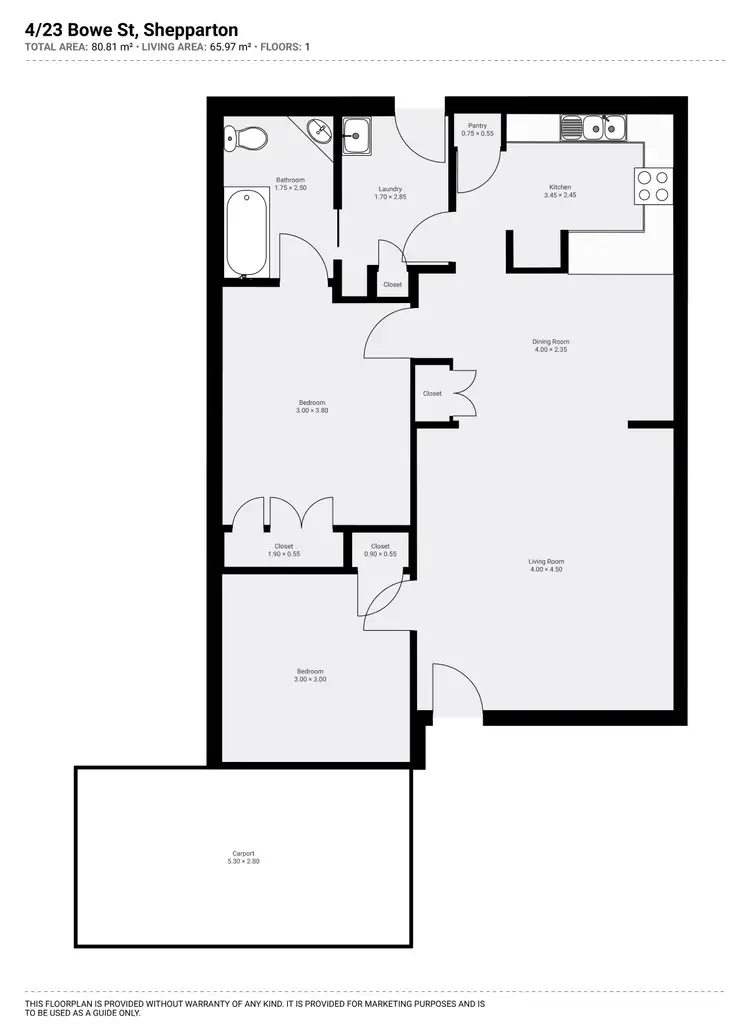 Floorplan of Homely unit listing, 4/23 Bowe Street, Shepparton VIC 3630