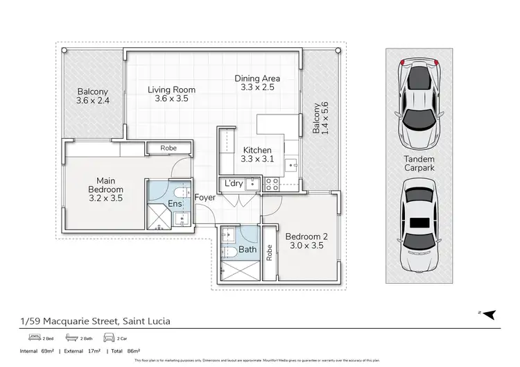 Floorplan of Homely unit listing, 1/59 Macquarie Street, St Lucia QLD 4067