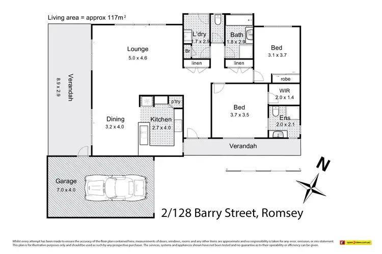 Floorplan of Homely unit listing, 2/128 Barry Street, Romsey VIC 3434