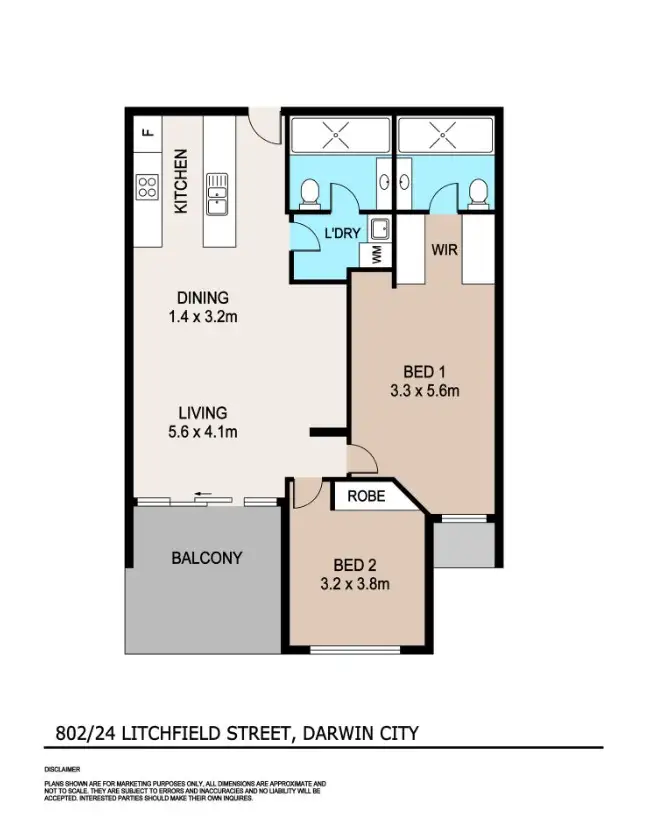 Floorplan of Homely unit listing, 802/24 Litchfield Street, Darwin City NT 800