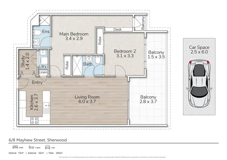 Floorplan of Homely unit listing, 6/8 Mayhew Street, Sherwood QLD 4075