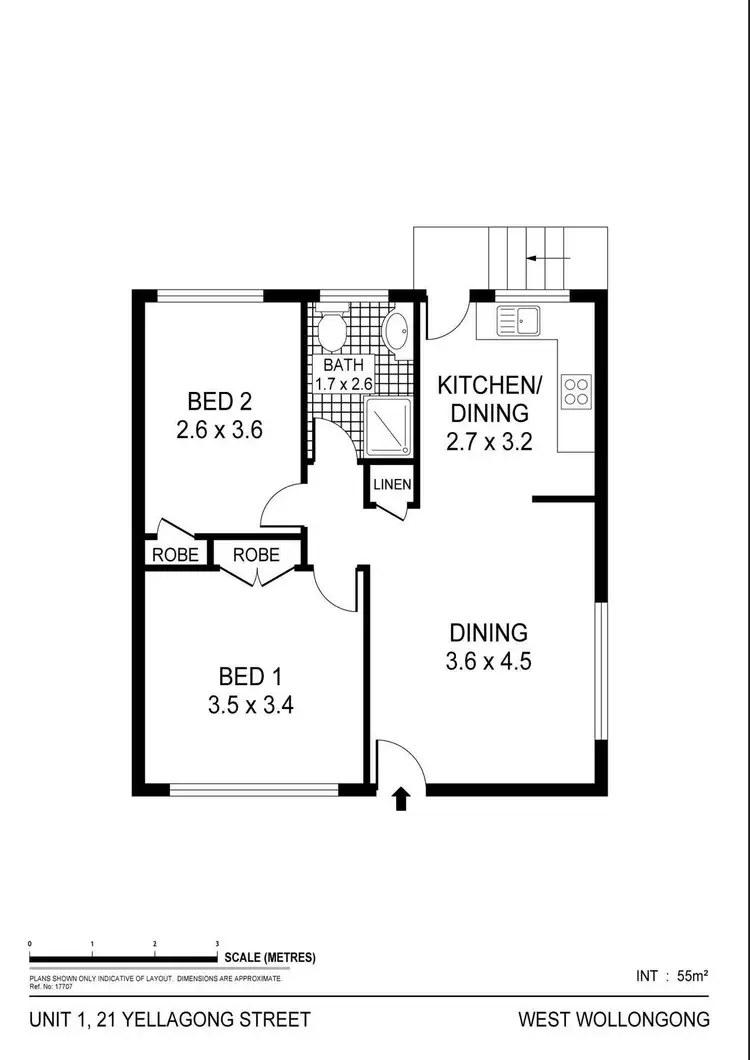 Floorplan of Homely unit listing, 1/21 Yellagong Street, West Wollongong NSW 2500