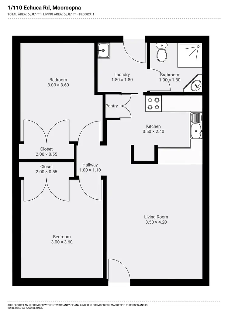 Floorplan of Homely block of units listing, 1, 2 & 3/110 Echuca Road, Mooroopna VIC 3629