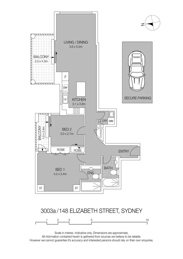 Floorplan of Homely apartment listing, 3003a/148 Elizabeth Street, Sydney NSW 2000