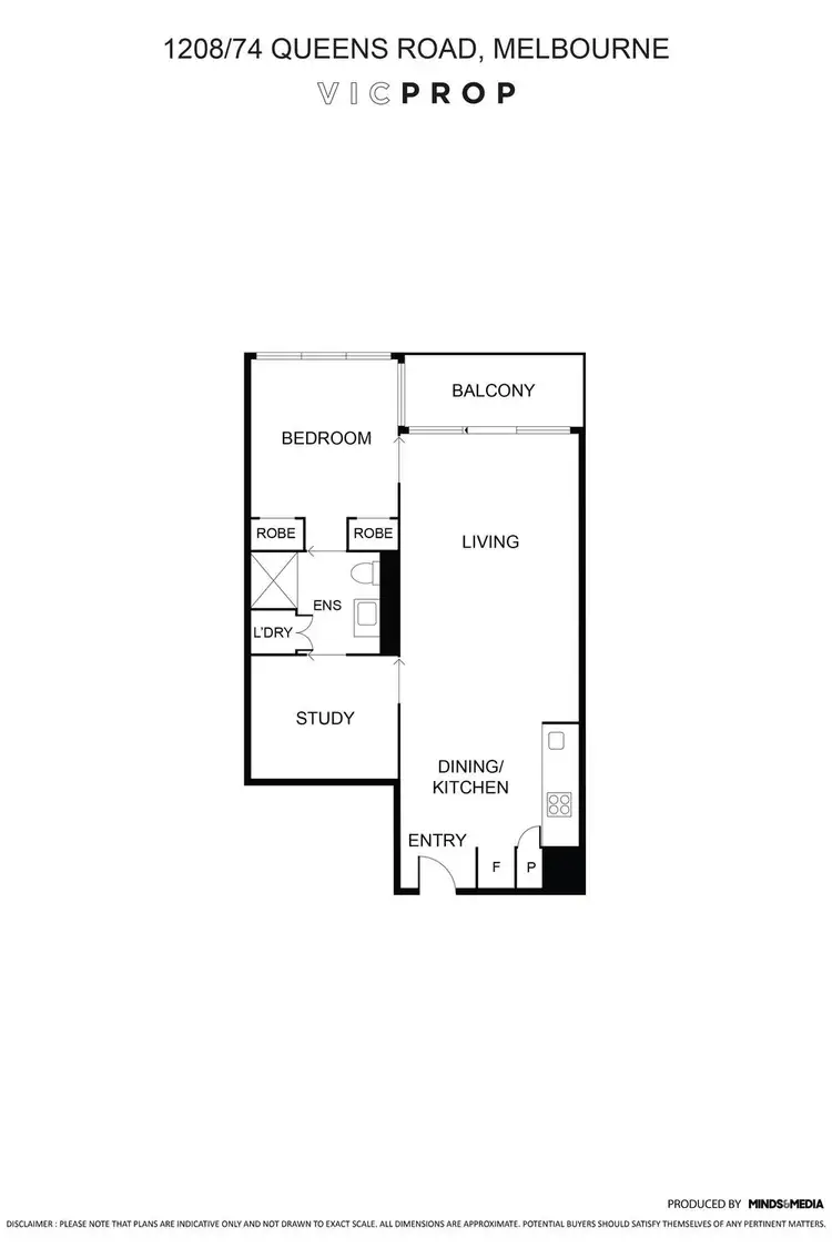 Floorplan of Homely apartment listing, 1208/74 Queens Road, Melbourne VIC 3004