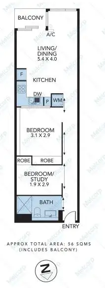 Floorplan of Homely apartment listing, 202/18 Russell Place, Melbourne VIC 3000