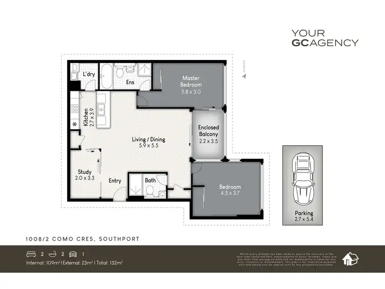Floorplan of Homely unit listing, 1008/2 Como Crescent, Southport QLD 4215