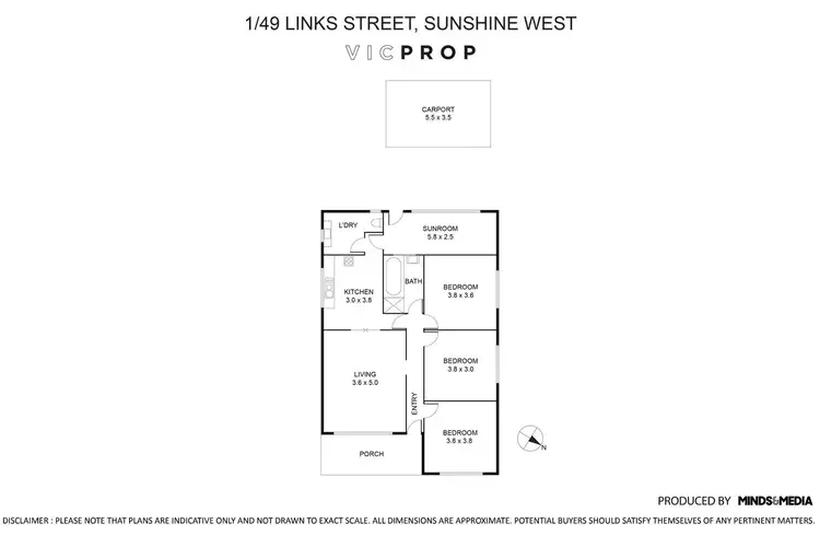 Floorplan of Homely unit listing, 1/49 Links Street, Sunshine West VIC 3020