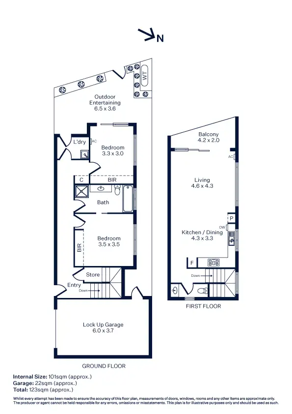Floorplan of Homely townhouse listing, 3/83 Cypress Avenue, Brooklyn VIC 3012