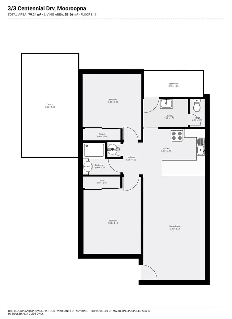 Floorplan of Homely unit listing, 3/3 Centennial Drive, Mooroopna VIC 3629