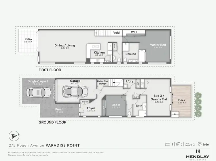 Floorplan of Homely semi-detached listing, 2/5 Rouen Avenue, Paradise Point QLD 4216