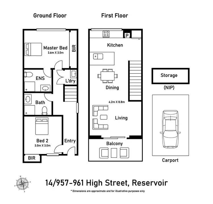 Floorplan of Homely townhouse listing, 14/957-961 High Street, Reservoir VIC 3073