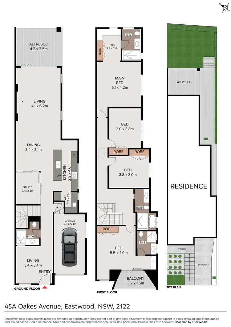 Floorplan of Homely semi-detached listing, 45A Oakes Avenue, Eastwood NSW 2122
