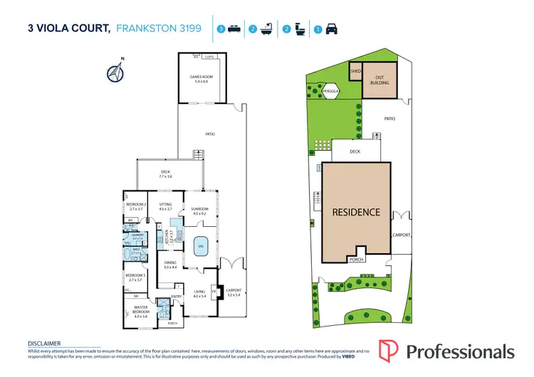 Floorplan of Homely house listing, 3 Viola Court, Frankston VIC 3199
