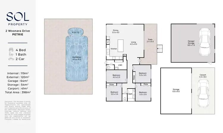 Floorplan of Homely house listing, 2 Woonara Drive, Petrie QLD 4502