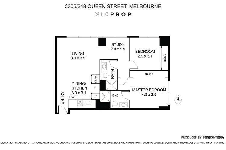 Floorplan of Homely apartment listing, 2305/318 Queen Street, Melbourne VIC 3000