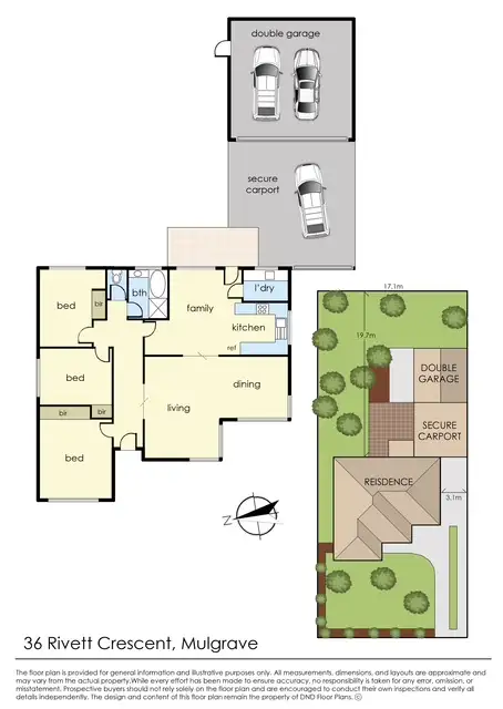 Floorplan of Homely house listing, 36 Rivett Crescent, Mulgrave VIC 3170
