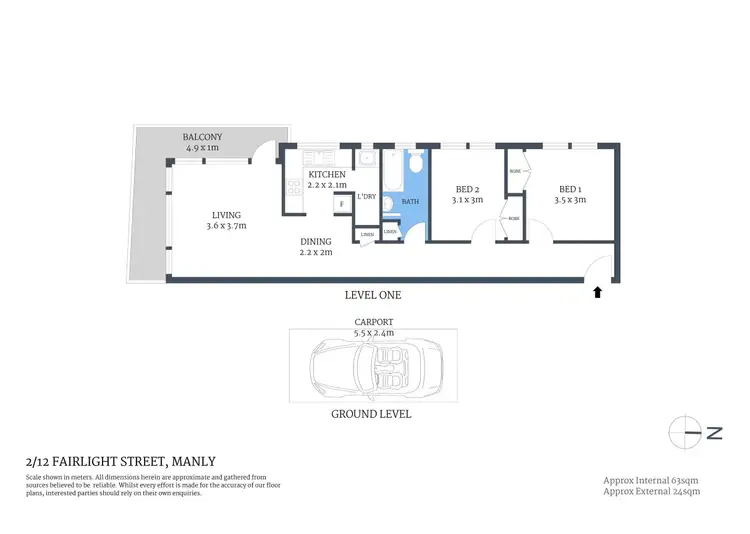 Floorplan of Homely apartment listing, 2/12 Fairlight Street, Manly NSW 2095