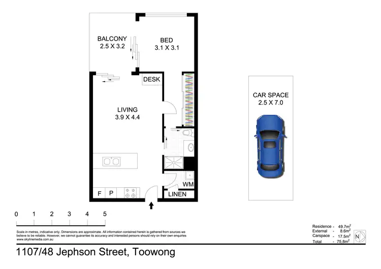 Floorplan of Homely unit listing, 1107/48 Jephson Street, Toowong QLD 4066