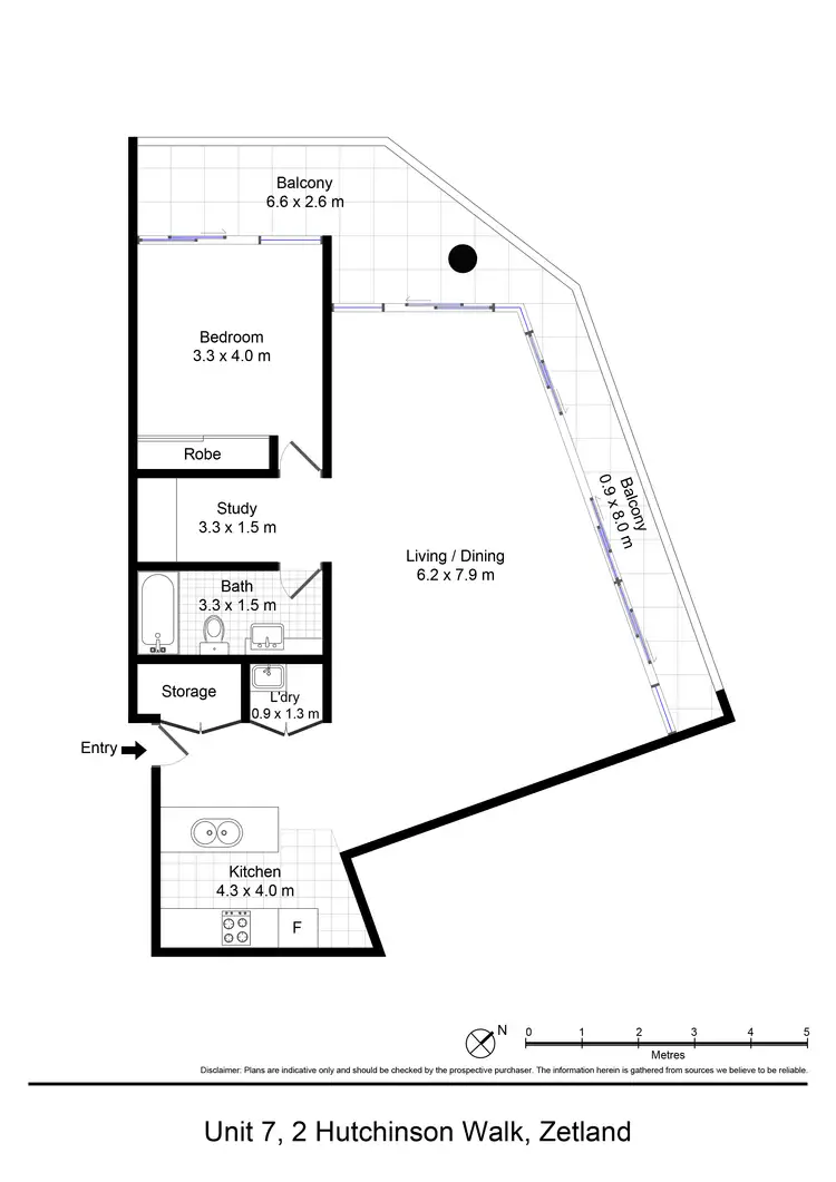Floorplan of Homely apartment listing, 7/2 Hutchinson Walk, Zetland NSW 2017