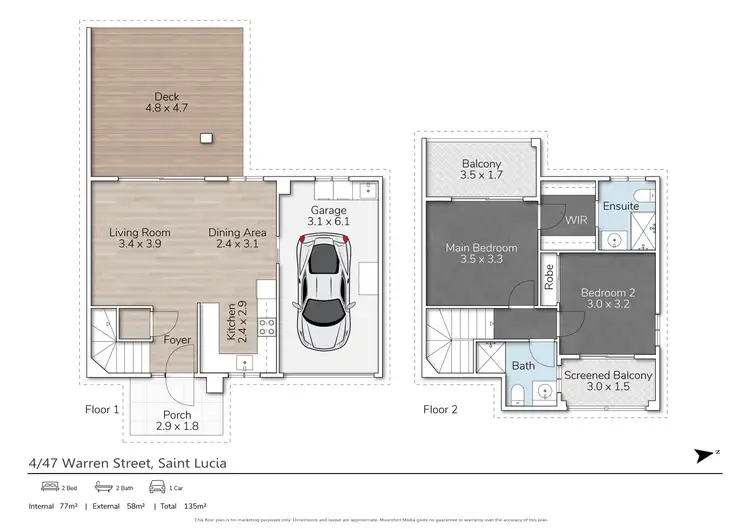 Floorplan of Homely townhouse listing, 4/47 Warren Street, St Lucia QLD 4067